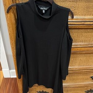 Slinky Brand Elegant Black Cold Shoulder Top